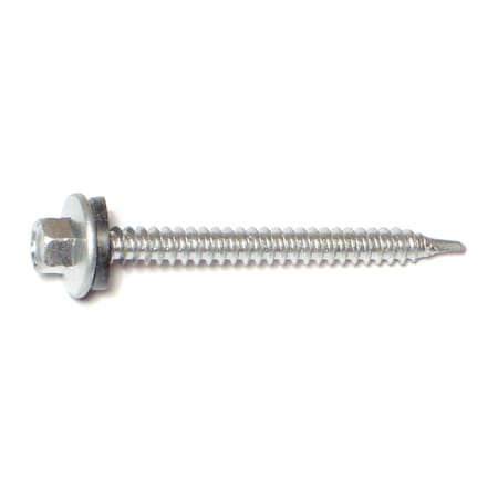 Self-Drilling Screw, #10 X 2 In, Silver Ruspert Steel Hex Head Hex Drive, 500 PK
